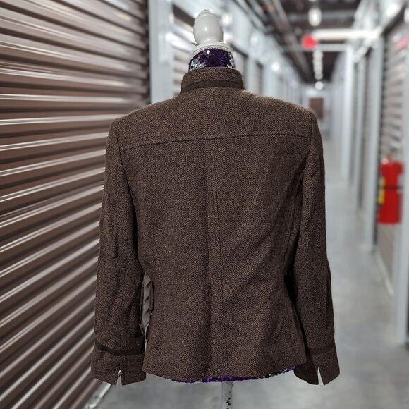 Vintage Kasper Size 12 Skirt Suit Brown Tweed - Picture 4 of 10